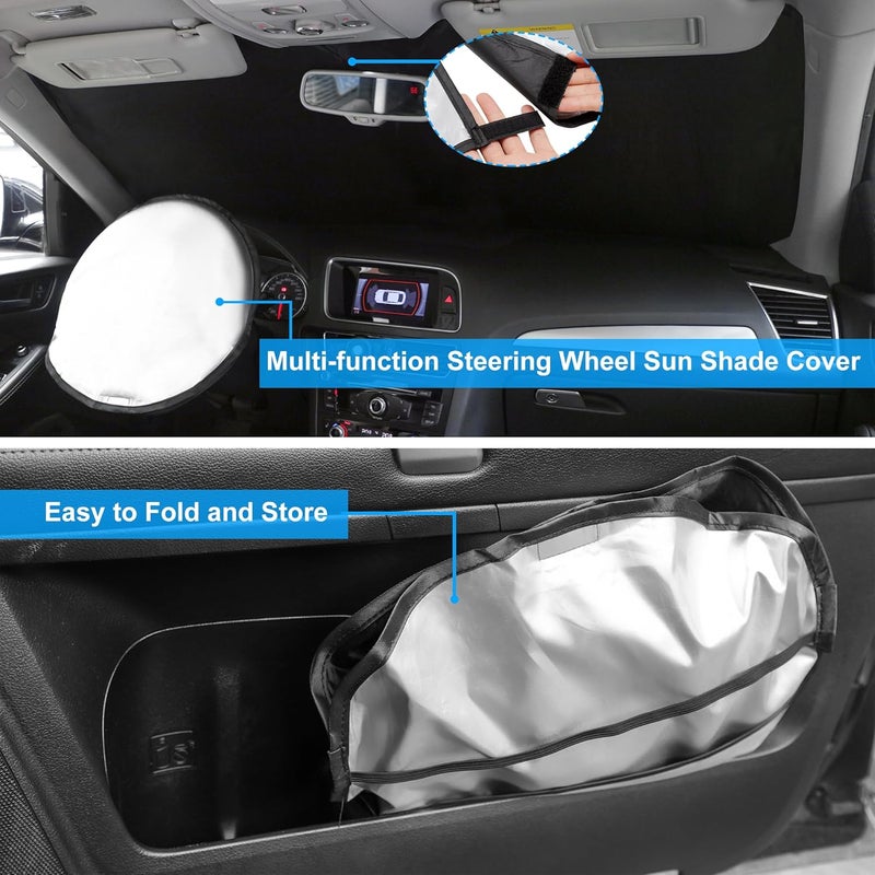 LHFLIVE Windshield Sun Shade Fit for 2011-2021 Jeep Grand Cherokee Accessories (NOT for Grand Cherokee L & Jeep Cherokee) Foldable Window Sunshade - Image 5